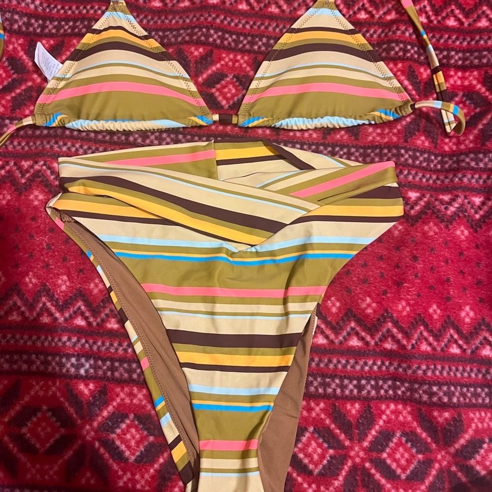 Aerie Multicolor Striped Bikini Set